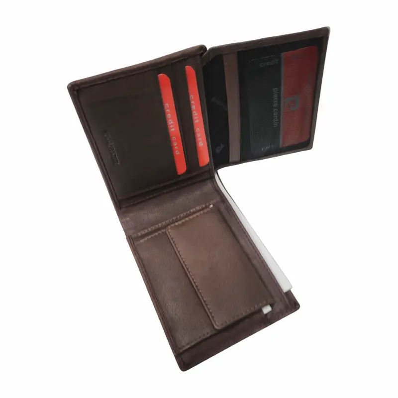 Pierre cardin, set de curea si portofel de piele 2 piese, maro, model cz001